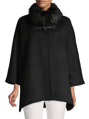 Jones New York Faux Fur Collar Cape