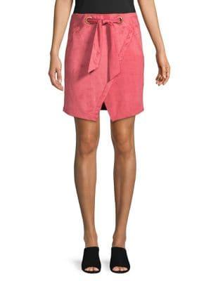 Kensie Tie-front Faux Suede Skirt