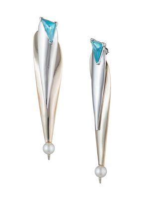 Carolee Kylie Two-tone And Faux Pearl Front Back Drop Earrings