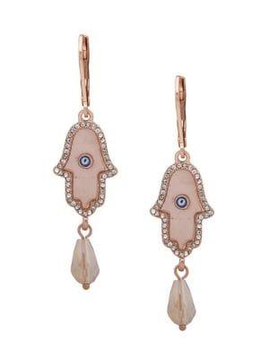 Lonna & Lilly Rose Goldtone, Mother-of-pearl & Crystal Hamsa Drop Earrings