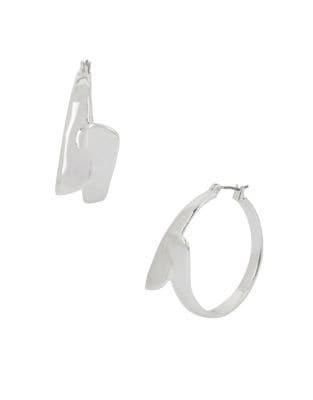 Robert Lee Morris Soho Fade Away Crystal Hammered Hoop Earrings