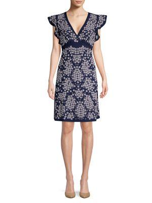 Michael Michael Kors Floral Ruffle Sheath Dress