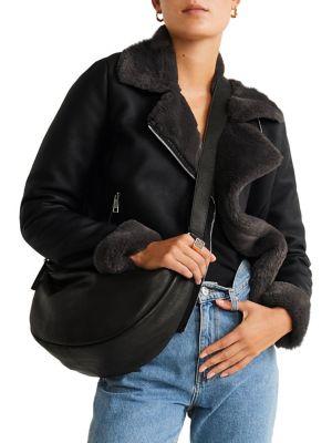 Mango Faux-fur Vegan Notch Lapel Jacket