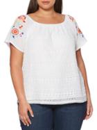 Rafaella Plus Pebble Lace Off-the-shoulder Top