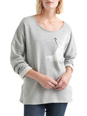 Lucky Brand Embroidered Crane Sweatshirt