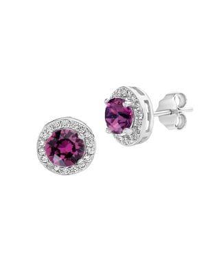 Lord & Taylor 925 Sterling Silver & Swarovski Crystal Halo Stud Earrings