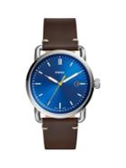 Fossil The Commuter Stainless Steel & Leather-strap Watch