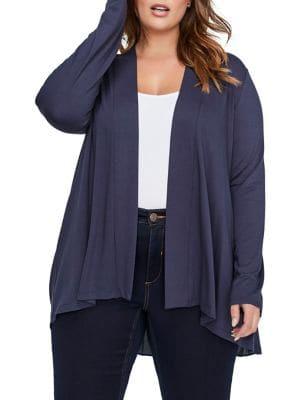 Addition Elle Michel Studio Plus Pleated High-low Cardigan