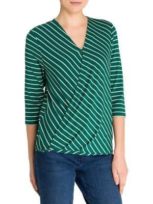 Olsen Three-quarter Cross Striped Top