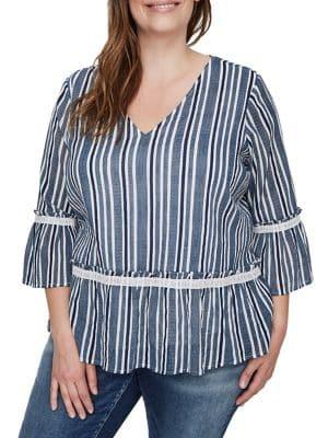 Junarose Plus Crochet-trim Stripe Top