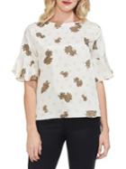 Vince Camuto Sunrise Bay Flutter Sleeve Printed Blouse
