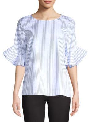 Calvin Klein Chambray Ruffle-sleeve Blouse