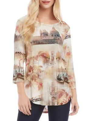 Karen Kane Italian Montage Shirttail Top