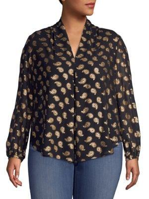 Michael Michael Kors Plus Plus Foil Paisley Printed Blouse