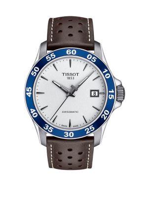 Tissot T-sport V8 Swissmatic Chronograph Leather-strap Watch