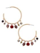 Noir Beaded Open Hoop Earrings