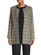 Kasper Jewel-neck Plaid Wool-blend Jacket