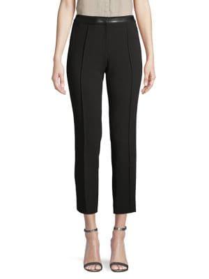 Karl Lagerfeld Paris Faux Leather-trimmed Cropped Pants