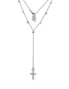 Lord & Taylor Cz & Sterling Silver Cross Pendant Y-necklace