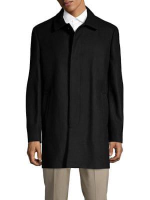 Hart Schaffner Marx Button Front Wool Blend Topcoat