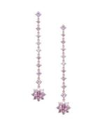 Nina Bologna Purple Crystal Small Flower Linear Drop Earrings