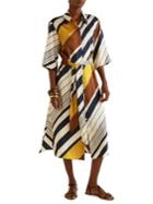 Mango Printed Striped Shirt Dress