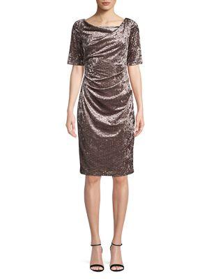 Adrianna Papell Short-sleeve Velvet Sheath Dress