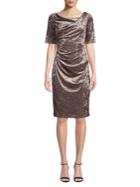 Adrianna Papell Short-sleeve Velvet Sheath Dress