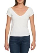 1.state Wide V-neck Rib-knit Top