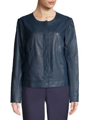 Donna Karan Collarless Leather Jacket
