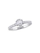 Sonatina 14k White Gold Diamond Floral Raised Engagement Ring With Heart Design Gallery