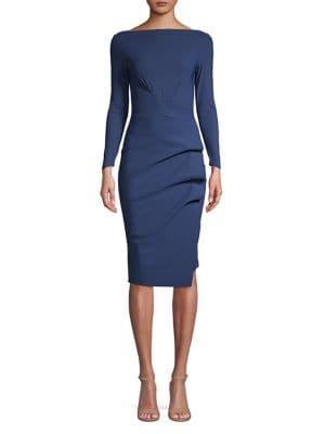 Chiara Boni La Petite Robe Pleated Long Sleeve Sheath Dress