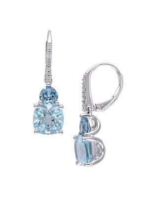 Sonatina Sterling Silver, London Blue Topaz, Sky Blue Topaz And Diamond Drop Earrings