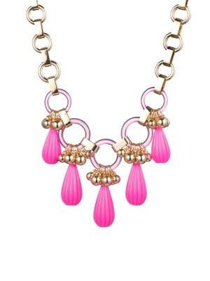 Trina By Trina Turk Vintage Moment Goldtone & Pink Resin Link Necklace