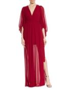 Halston Heritage Plissed Ruffled Gown