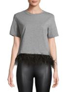 Design Lab Lord & Taylor Feather-trimmed Tee
