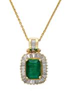 Effy Emerald Diamond And 14k Yellow Gold Pendant Necklace, 0.54 Tcw