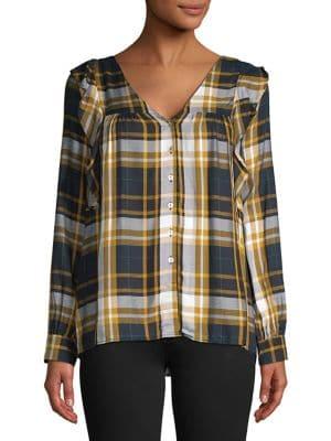 B Collection By Bobeau Pangra Plaid Blouse
