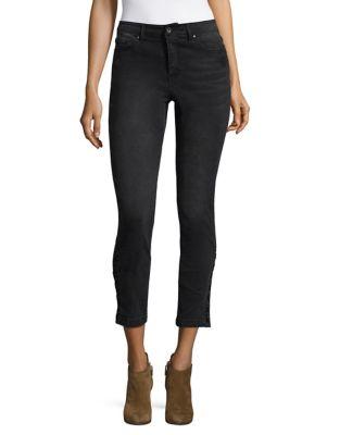Highline Collective Mid Rise Lace Up Skinny Jeans