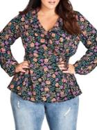 City Chic Plus Folky Floral Top