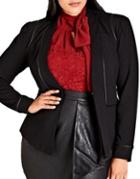 City Chic Plus Piped Open-front Jacket