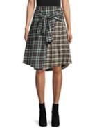 French Connection Mixed Plaid Knee-length Cotton Skirt