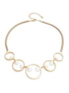 Design Lab Sterling Silver & Faux Pearl Circular Link Necklace
