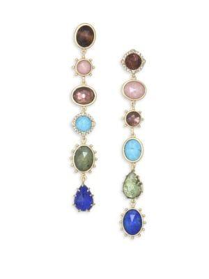 Kate Spade New York Crystal And Goldplated Mismatched Linear Earrings