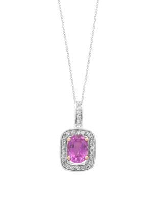 Effy Diamond, Pink Sapphire, 14k White Gold And 14k Rose Gold Necklace