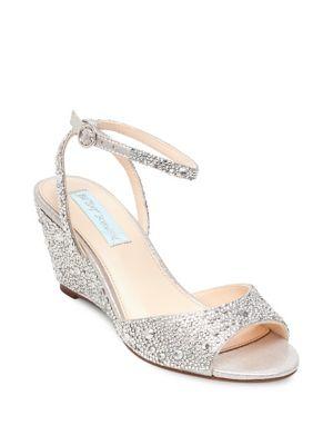 Betsey Johnson Blue Elora Embellished Ankle-strap Wedge Sandals
