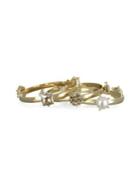 Badgley Mischka Set Of Three 10k Gold, Faux Pearl & Crystal Bangle Bracelets