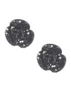 Betsey Johnson Black Flower Stud Earrings