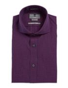Black Brown Slim Fit Mirco-check Dress Shirt
