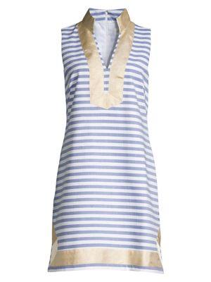 Eliza J Highneck Striped Ribbon-trimmed Shift Dress